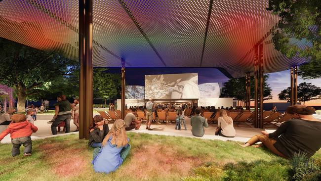 An artist's impression of the night time view of the movie screen at the new development on 120 Cunningham St, Dalby. Picture: WDRC