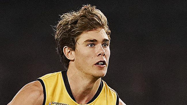 MELBOURNE, AUSTRALIA - JULY 03: Deven ROBERTSON of Western Australia runs with the ball during the AFL Under 18 Championships match between Vic Country and Western Australia at Marvel Stadium on July 03, 2019 in Melbourne, Australia. (Photo by Michael Dodge/AFL Photos via Getty Images )