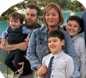 Shaun Reina with his wife and three children. Picture: Contributed