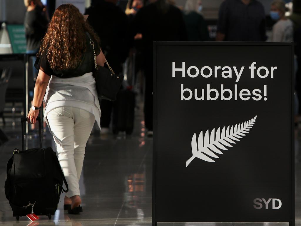 SYDNEY, AUSTRALIA - APRIL 19: Passengers begin to arrive at Sydney International terminal for early morning Air New Zealand flights destined for New Zealand on April 19, 2021 in Sydney, Australia. The trans-Tasman travel bubble between New Zealand and Australia begins on Monday, with people able to travel between the two countries without needing to quarantine. (Photo by Lisa Maree Williams/Getty Images)