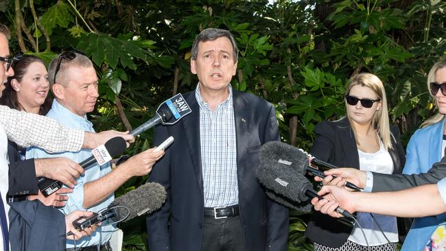 The Hon Robert Clark MP speaks with media during a doorstop at Parliament House in Melbourne on Sunday 30th November, 2014. Picture: Mark Dadswell