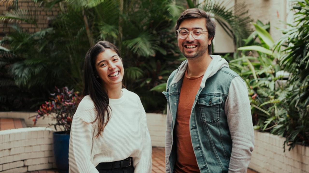 Siblings Jasmine and Jonathon Longstaff in the courtyard of their new cafe Rings A Bell in Fortitude Valley.