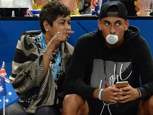 SPORT - Hopman Cup Day 6, Session 2  Womens, Australia Green v France. Photo by Daniel Wilkins. PICTURED- Australia's Nick Kyrgios mum Norlaila looks like she's about to pop his bubble while watching the womens match