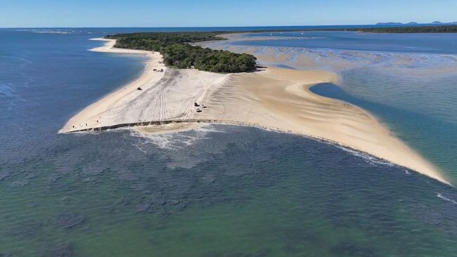 A land slip at Inskip Point today, June 3, was captured by rangers on drone footage.