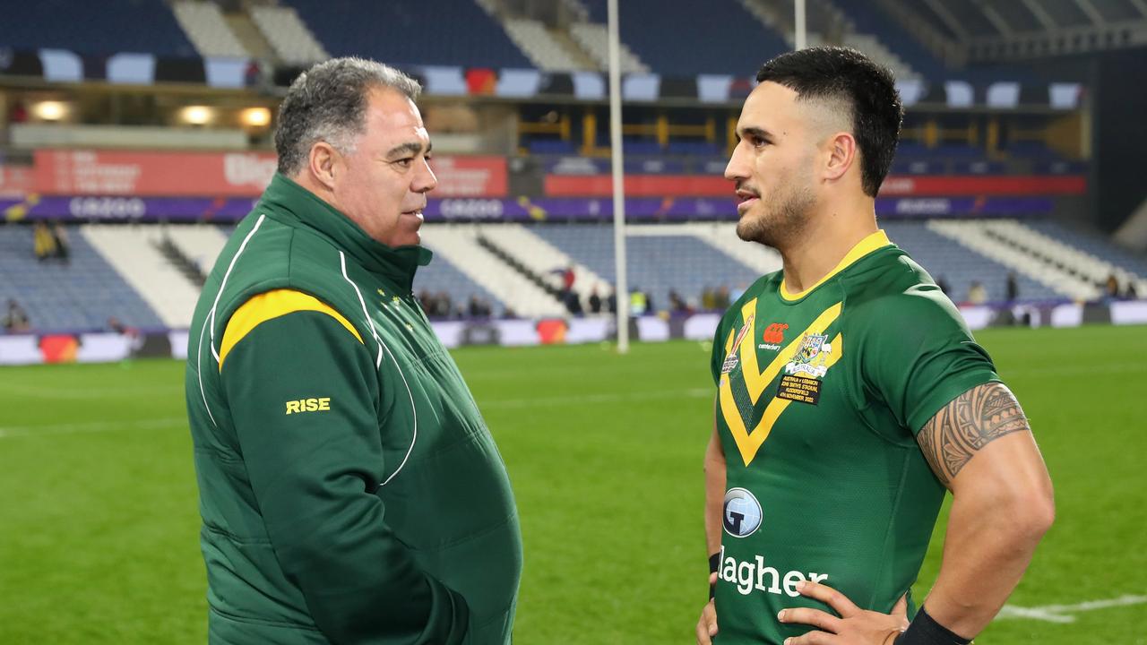 Valentine Holmes has thanked Mal Meninga for having his back after he was banned for a controversial social media post. Picture: Alex Livesey/Getty Images for RLWC