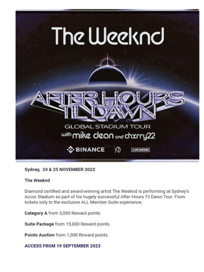 The webpage also featured offers for other concerts inccluding The Weeknd’s upcoming After Hours Til Dawn Global Tour.