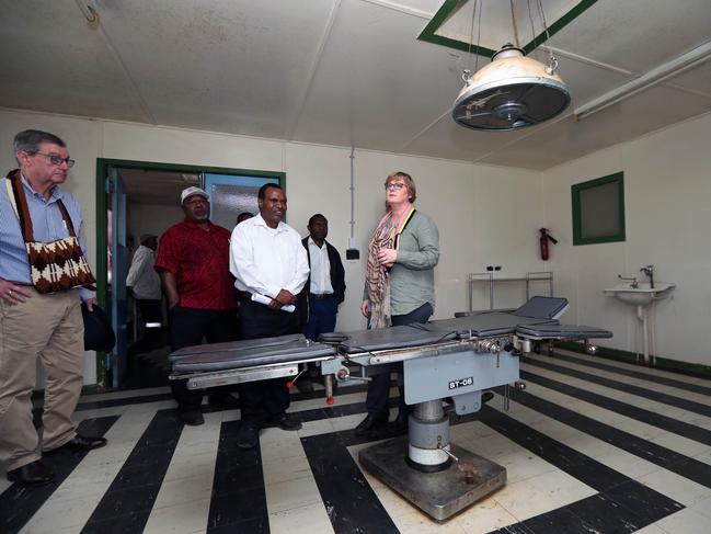 Defence Minister Linda Reynolds visits the Okapa district hospital with PNG Defence Minister Saki Soloma. Picture: Gary Ramage