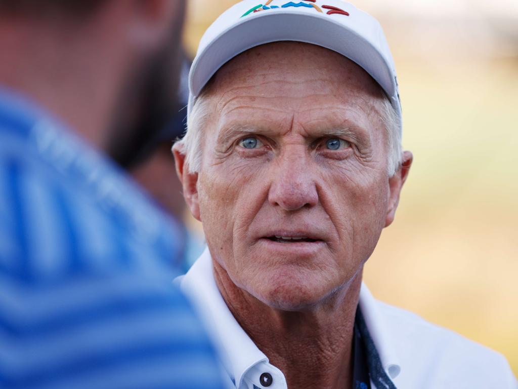 NAPLES, FLORIDA - DECEMBER 12: Greg Norman watches during the final round of the QBE Shootout at Tiburon Golf Club on December 12, 2021 in Naples, Florida.  Cliff Hawkins / Getty Images / AFP == ONLY FOR NEWS, INTERNET, TELCOS & TELEVISION USE ==