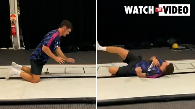 NRL star Nathan Cleary learns how to land on his shoulder post injury