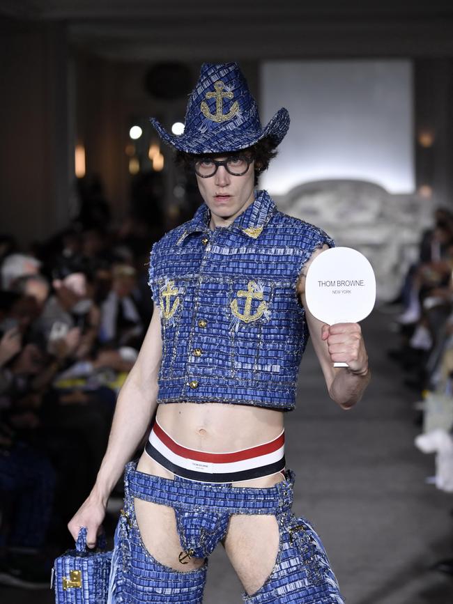 A model walks the runway for Thom Browne during men’s fashion week spring/summer ’23. Image credit: Getty