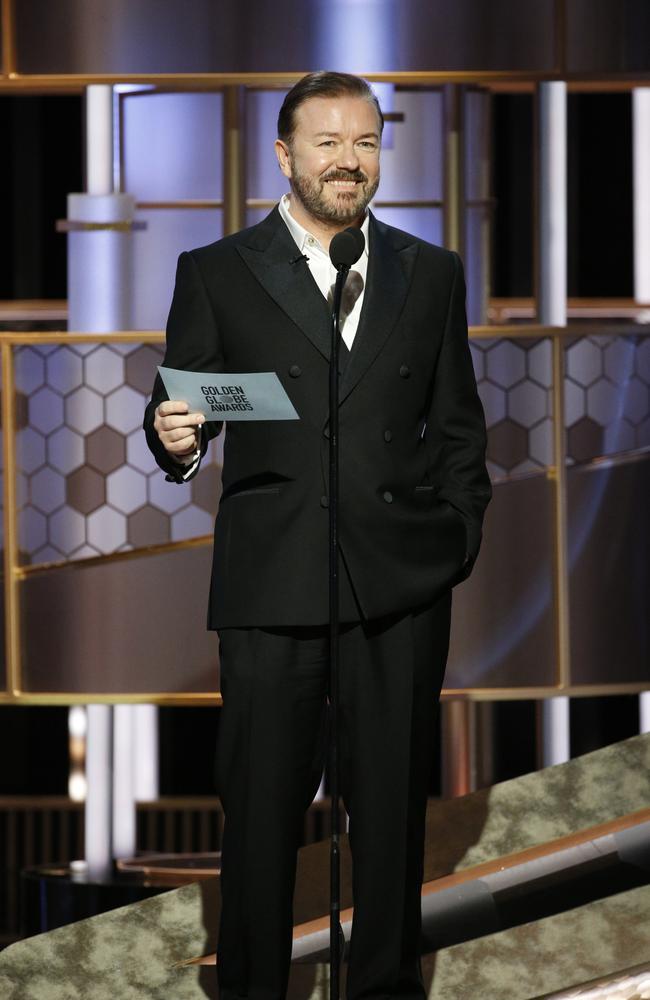Ricky Gervais at the 77th Annual Golden Globe Awards. Picture: Paul Drinkwater/NBC via AP