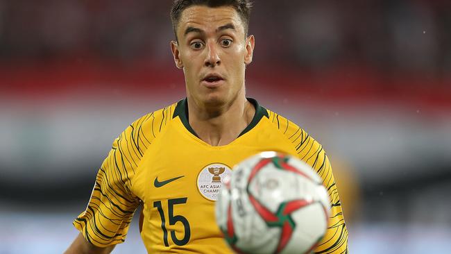 AL AIN, UNITED ARAB EMIRATES - JANUARY 15:  Chris Ikonomidis of Australia during the AFC Asian Cup Group B match between Australia and Syria at Khalifa Bin Zayed Stadium on January 15, 2019 in Al Ain, United Arab Emirates. (Photo by Francois Nel/Getty Images)