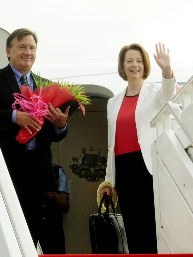 Tim Mathieson and Prime Minister Julia Gillard. Picture: Supplied