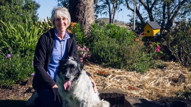 Ros Wackerling and Wallace in their garden at Westbrook. 