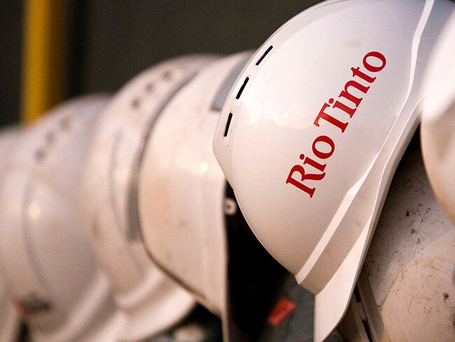 Rio Tinto miners' helmets hanging