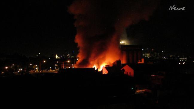 Huge inferno near Nylex clock site