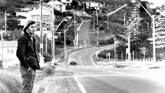 Steve Norris, former boyfriend of missing teenager Trudie Adams at the hitching spot on Barrenjoey Road, Newport.