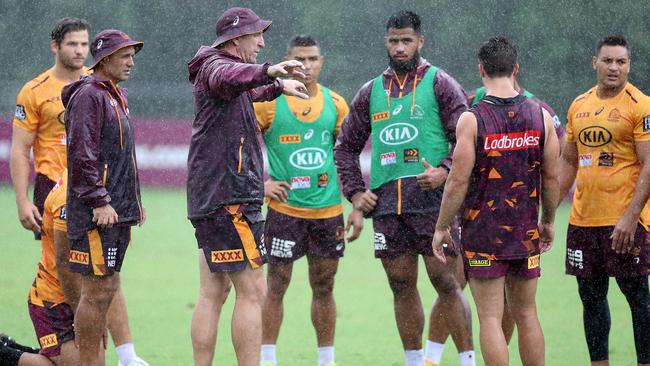 Broncos assistant coach John Cartwright with the team last week. Picture: Richard Gosling