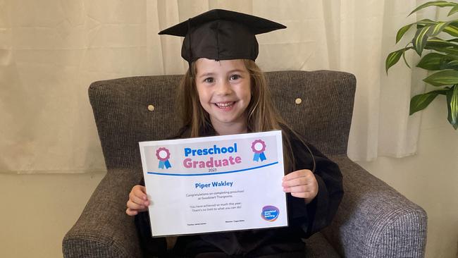 Piper Wakley suffered a stroke on December 18 just after her preschool graduation.