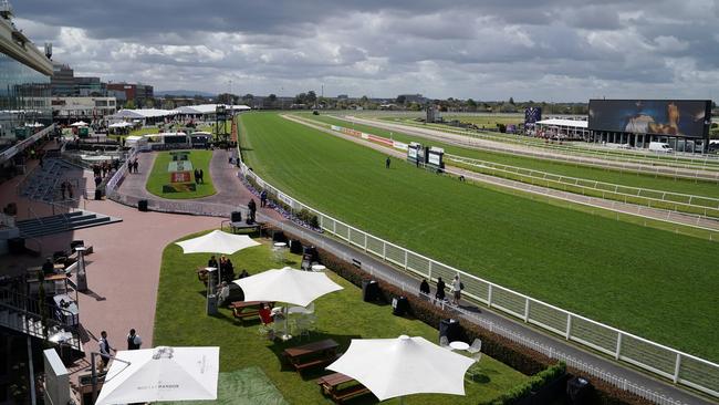 The scene at Caulfield racecourse. Picture: AAP