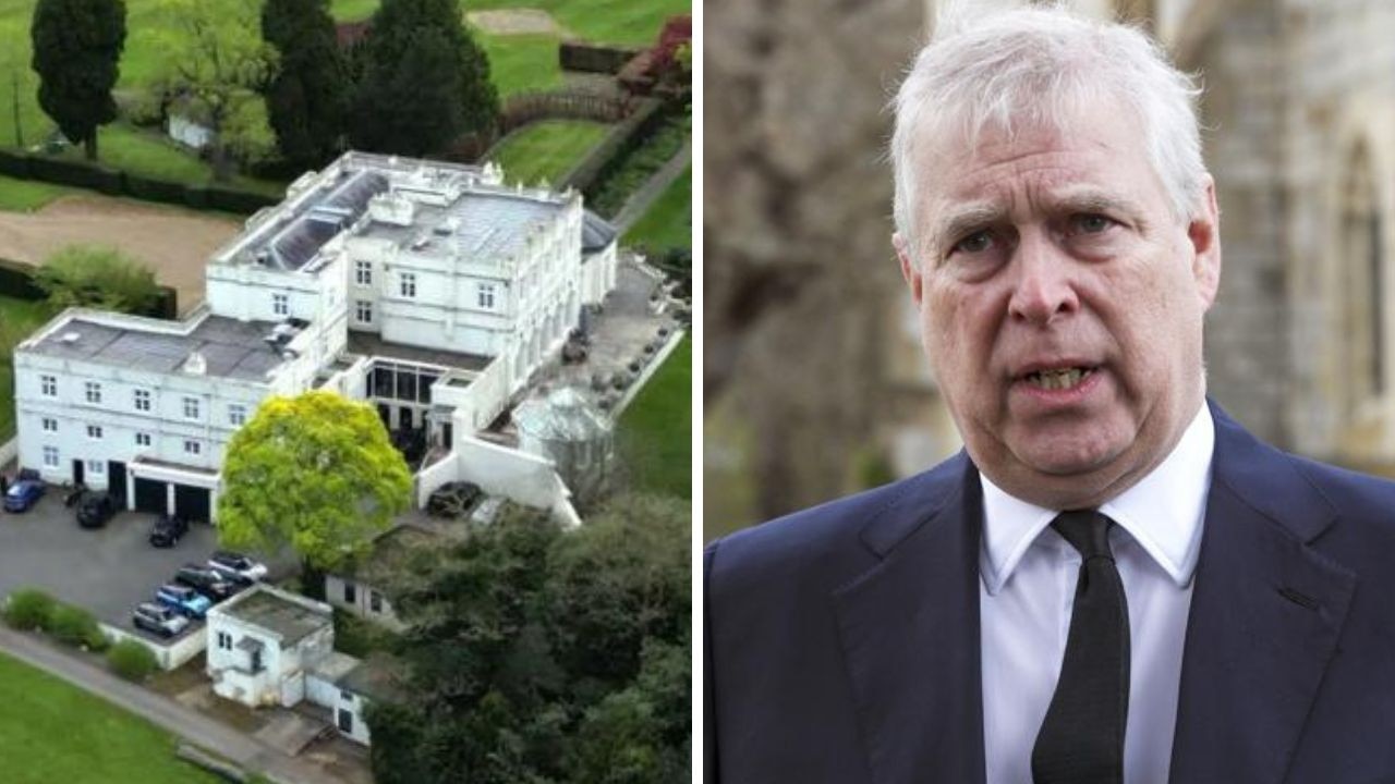 Prince Andrew’s $57m mansion falling into disrepair. Picture: Supplied; Steve Parsons - WPA Pool/Getty Images