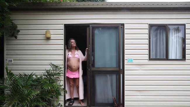 Princess at a Gold Coast caravan park earlier this year recovering from having an infected foot. Picture Glenn Hampson