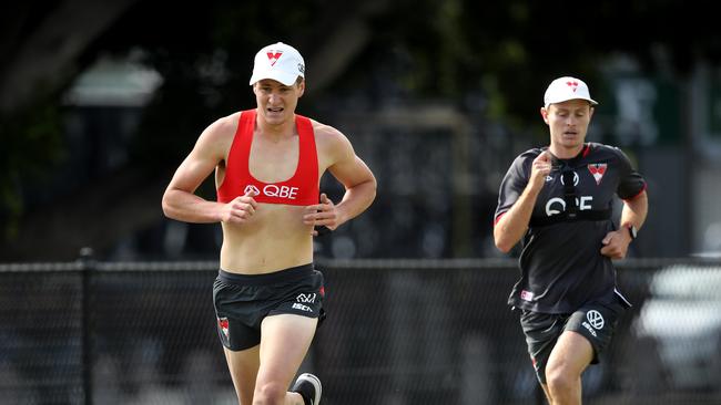 Jordan Dawson winning the 2km time trial on the first day Sydney’s full squad returned to training. Picture: Phil Hillyard