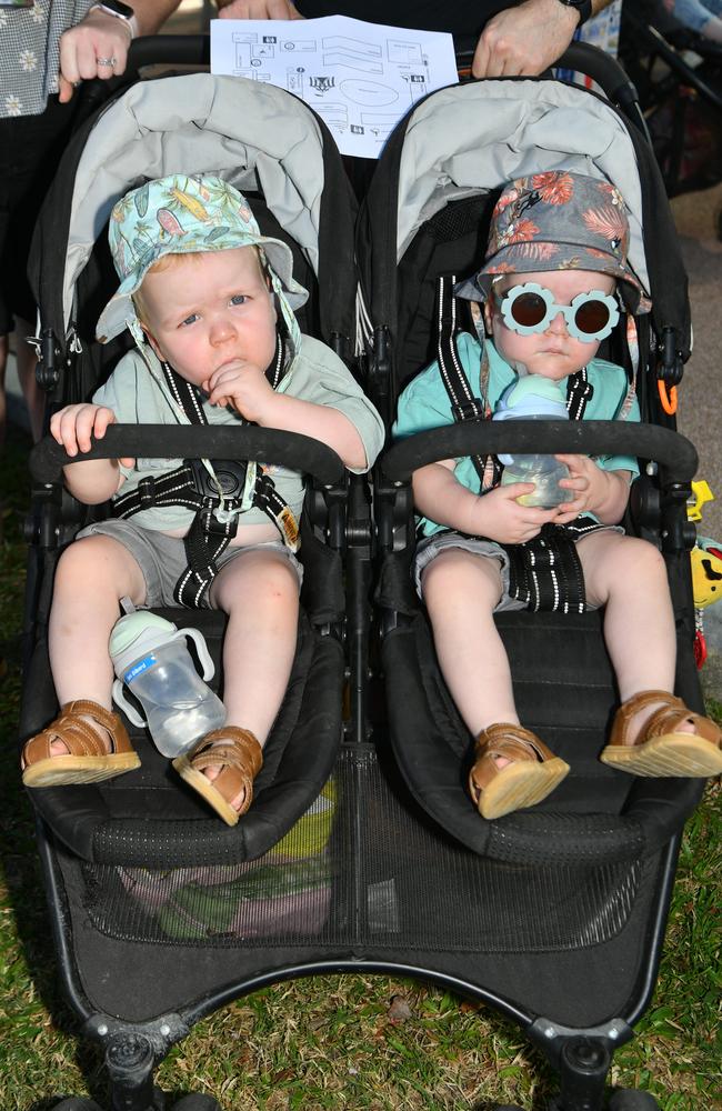 Rollingstone Pineapple Festival 2024. Twins Oliver and Leo Gilberd, 2. Picture: Evan Morgan