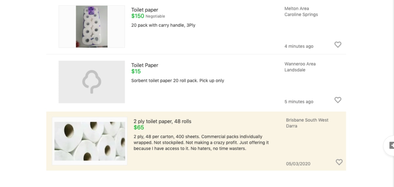 Toilet paper is still being sold on Gumtree until you go and report it.