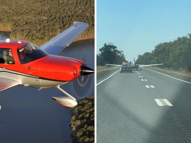 A plane landed on a highway in Nyngan, NSW in January 2025. Picture: Supplied