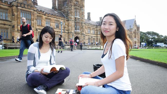 Moepko Nakao and Wanyi Zhong at Sydney University. (Renee Nowytarger/The Australian)