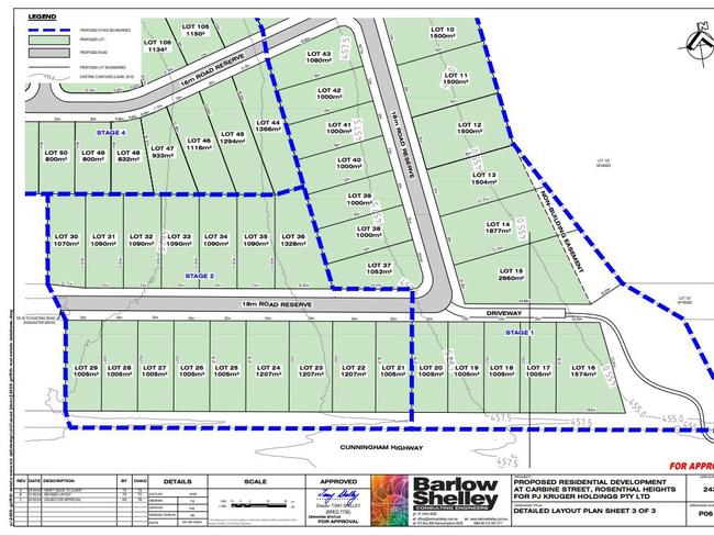 The 117 lot development has been proposed over four stages.