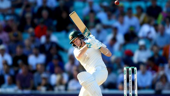 Steve Smith avoids a bouncer during day two. Picture: Jordan Mansfield/Getty Images