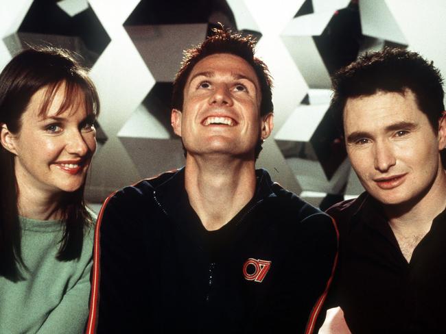 Co-hosts of The Glass House ... Corinne Grant, Wil Anderson and Dave Hughes in 2001.