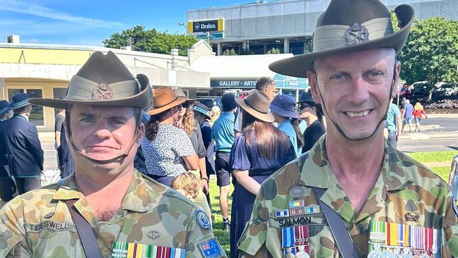 Steve Salmon and Len Tideswell at the Gympie 2024 Anzac Day parade.