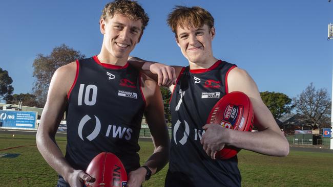 Norwood high flyers Jay Polkinghorne (left) and Ned Bowman at Redlegs training this week. Picture: Brett Hartwig