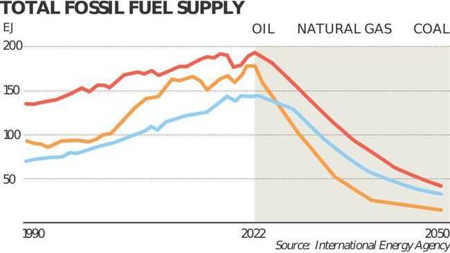 A climate graph which mixes fact with prophesy.