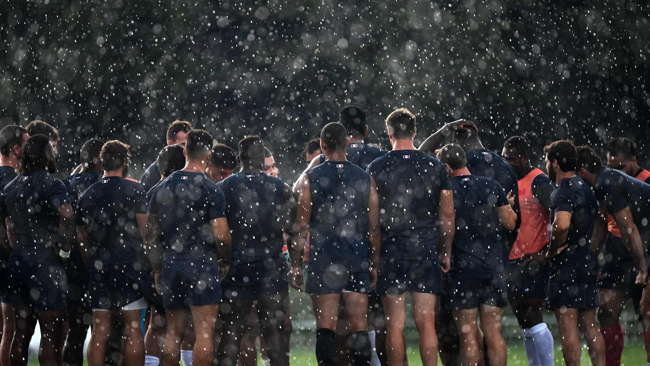 France players attend a training session at the Fuji Hokuroku Park in Fujiyoshida.