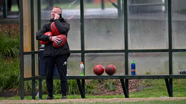 VAFA: Play was called off after half time between Old Trinity and Old Xaverians. Picture: Andy Brownbill