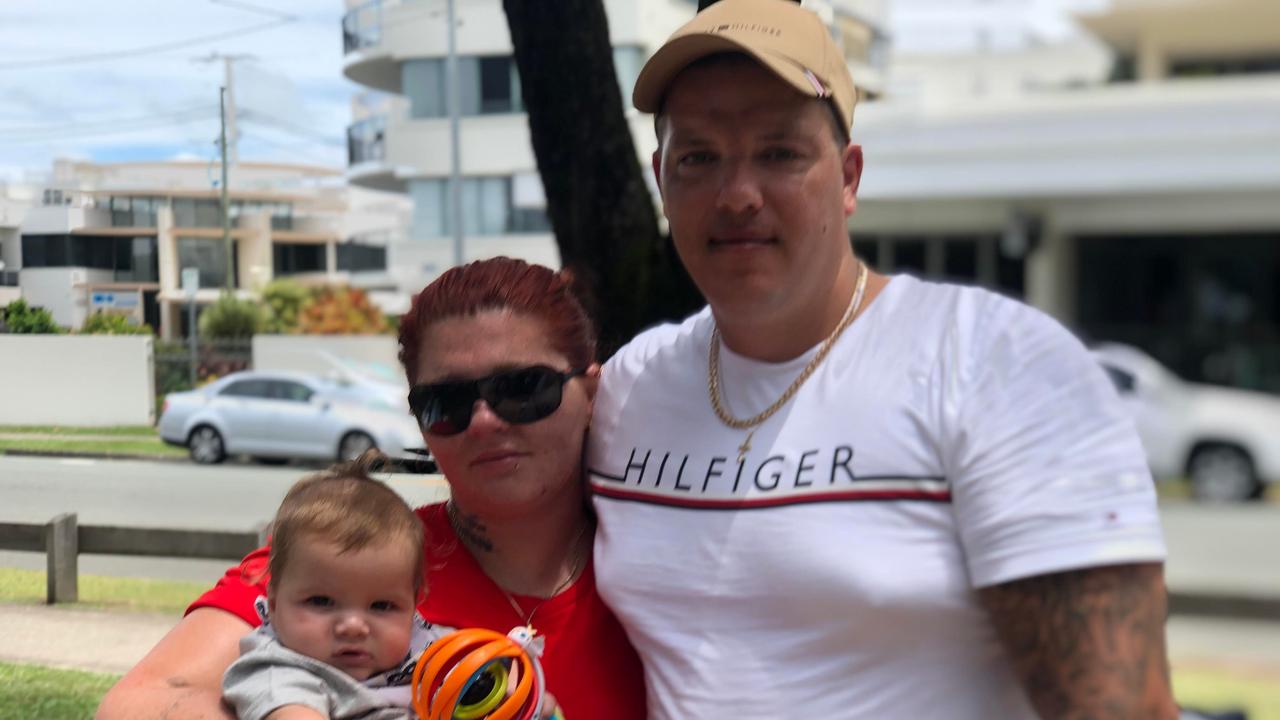 Norman Lawson (left) and Patrick (baby) and Matthew Harris enjoy Christmas celebrations at Cotton Tree Park. Picture: Laura Pettigrew.
