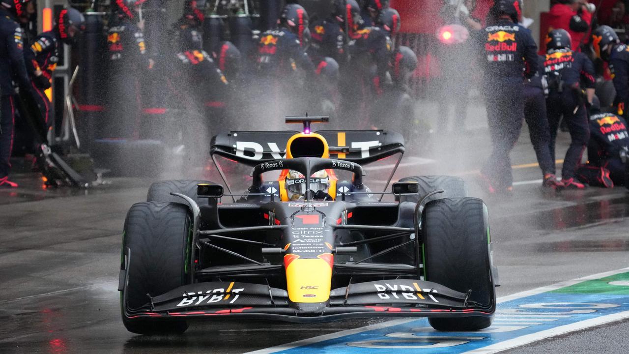 Red Bull Racing's Max Verstappen drives in the pit lane during the Japanese Grand Prix. Picture: AFP