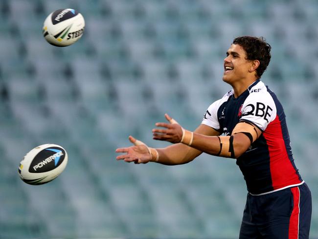 Big things are expected from Latrell Mitchell who could win a Roosters wing spot. Picture: Gregg Porteous