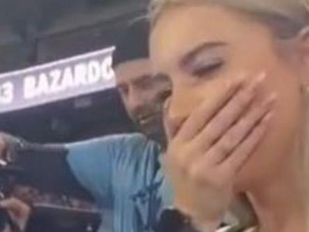 A public proposal at a Toronto Blue Jays and Boston Red Socks Major League Baseball game over the weekend went horribly wrong, as shocked spectators watched on. Picture: TikTok / @canadianpartylife