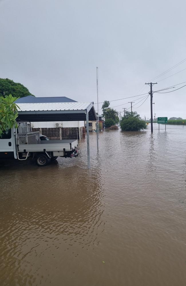 Pictures of flooded on Musgrave Street on the Ingham approach to the town of Halifax during the peak of the flooding early this month. Picture: Coral Gard