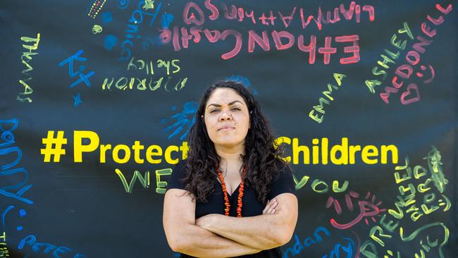 Alice Springs town councillor Jacinta Price highlighting the issue of child safety in March. Picture: Emma Murray