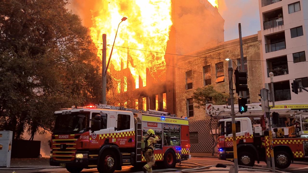 The huge fire broke out near Central Station just ahead of peak hour. Picture: Nathan Schmidt/ NCA NewsWire