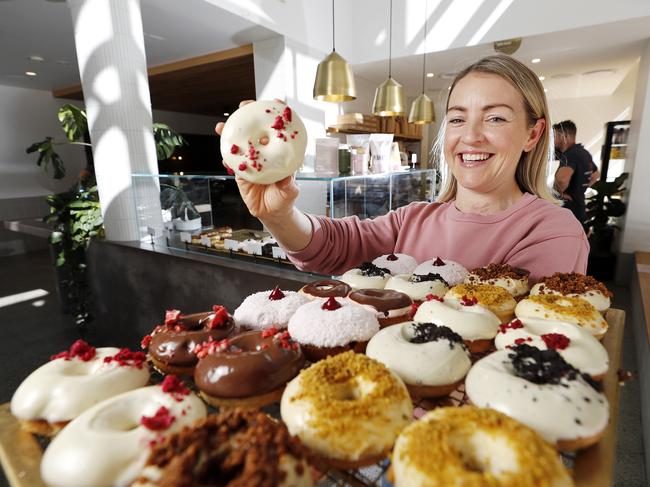 Kate Williams from Nodo, cafe bakery in Newstead, Brisbane 13th of March 2020.  Kates donut business has adapted during the Covid-19 pandemic with some success.  (Image/Josh Woning)