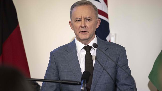 Anthony Albanese addressing the Labor caucus on Monday. Picture: NCA NewsWire / Gary Ramage