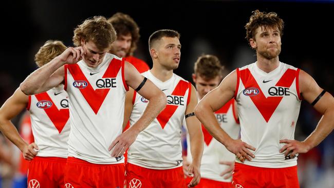 Sydney players weren’t at their best against the Western Bulldogs. Picture: Dylan Burns/AFL Photos via Getty Images