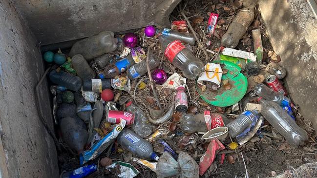 The trash collected from the pond at Delroy Park.